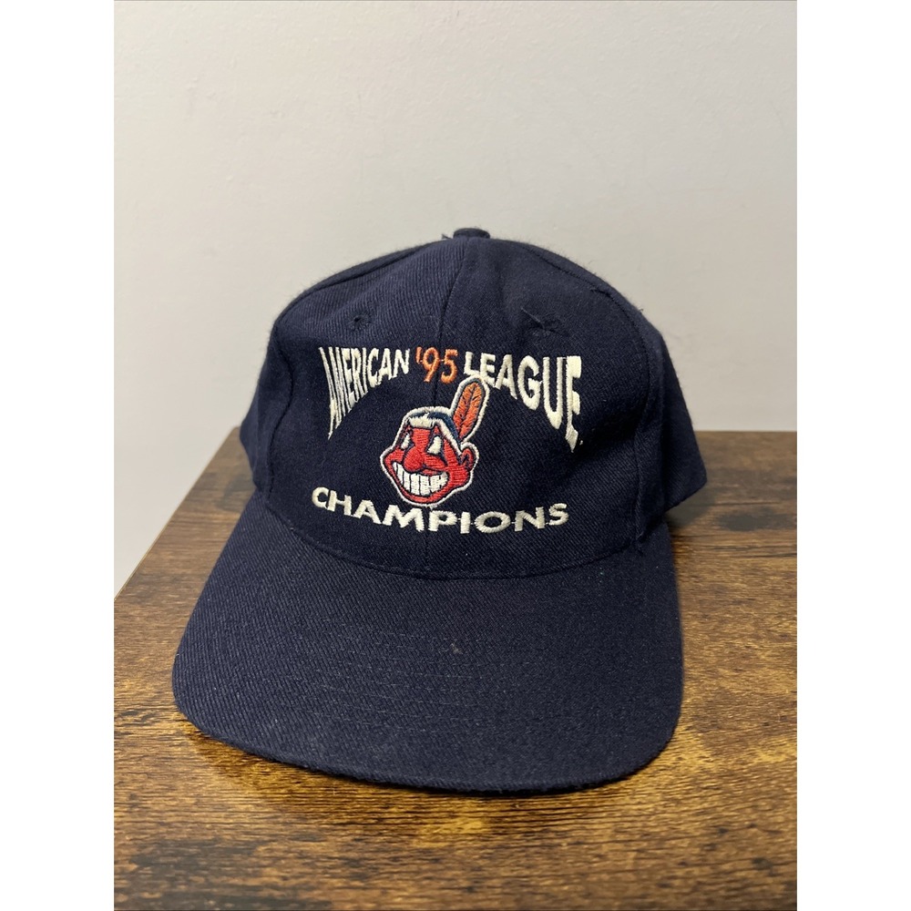 VTG Cleveland Indians Chief Wahoo 1995 AL Champions Snapback Cap/Hat Wool Blend